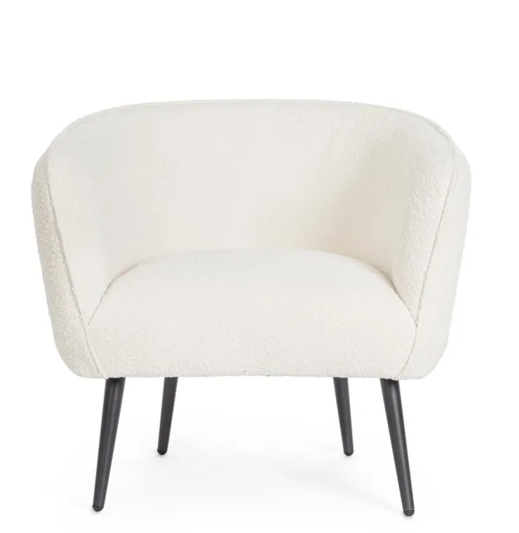 Poltrone E Chaise Longue>Bizzotto POLTRONA EFFETTO BOUCLE' BIANCO - AVRIL