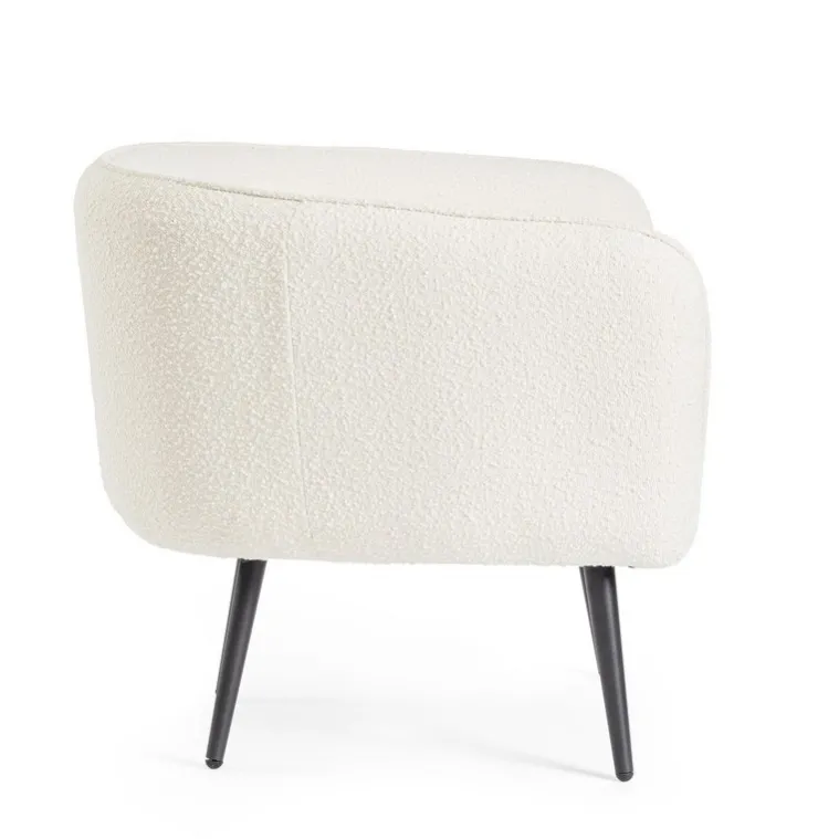 Poltrone E Chaise Longue>Bizzotto POLTRONA EFFETTO BOUCLE' BIANCO - AVRIL