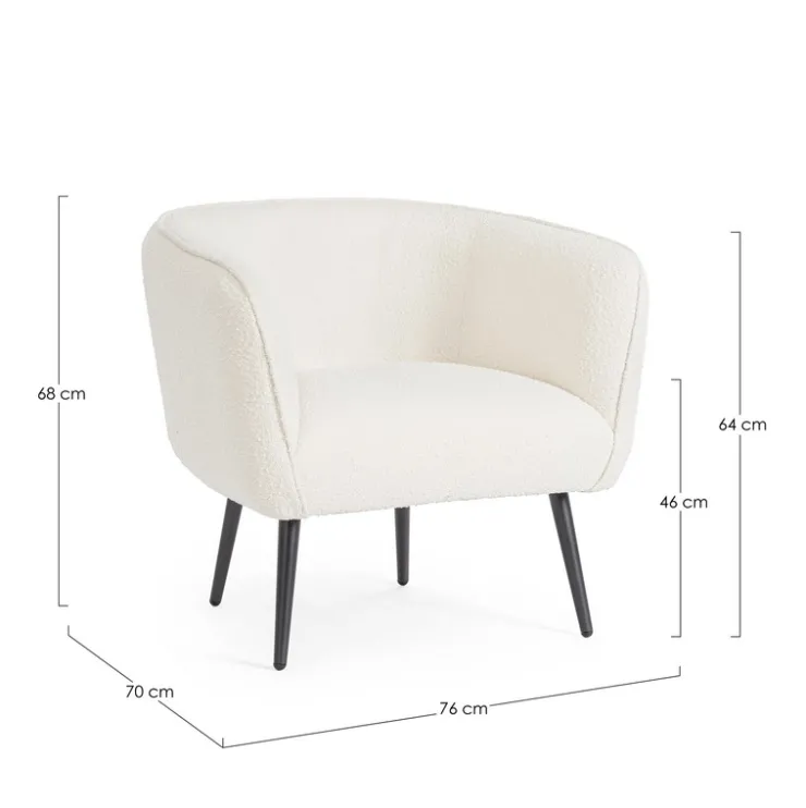 Poltrone E Chaise Longue>Bizzotto POLTRONA EFFETTO BOUCLE' BIANCO - AVRIL