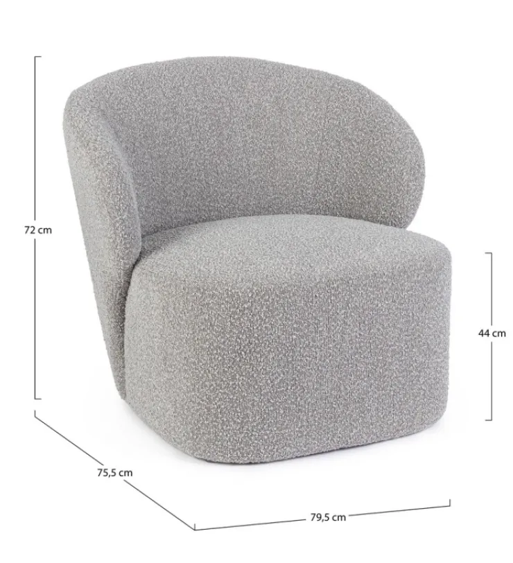 Poltrone E Chaise Longue>Bizzotto POLTRONA EFFETTO BUCLE' GRIGIO - BABILA