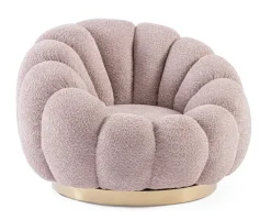 Poltrone E Chaise Longue>Bizzotto POLTRONA GIREVOLE EFFETTO BOUCLE' ROSA ANTICO - FLOREL