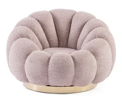 Poltrone E Chaise Longue>Bizzotto POLTRONA GIREVOLE EFFETTO BOUCLE' ROSA ANTICO - FLOREL