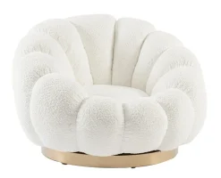 Poltrone E Chaise Longue>Bizzotto POLTRONA GIREVOLE EFFETTO BOUCLE' BIANCO - FLOREL