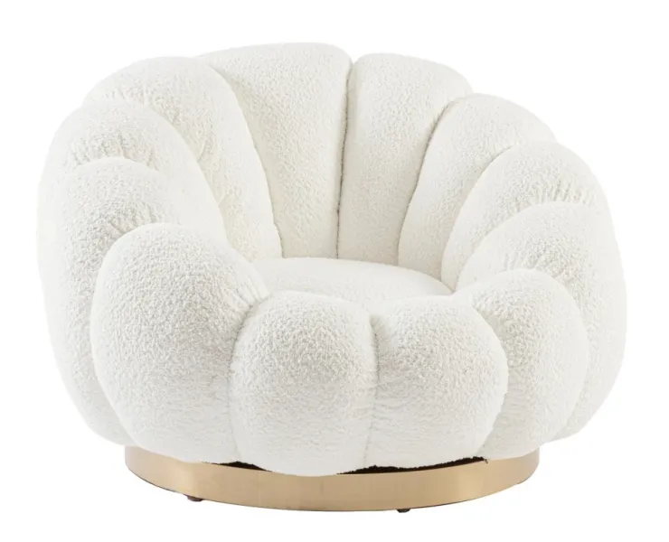 Poltrone E Chaise Longue>Bizzotto POLTRONA GIREVOLE EFFETTO BOUCLE' BIANCO - FLOREL