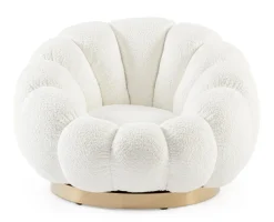 Poltrone E Chaise Longue>Bizzotto POLTRONA GIREVOLE EFFETTO BOUCLE' BIANCO - FLOREL