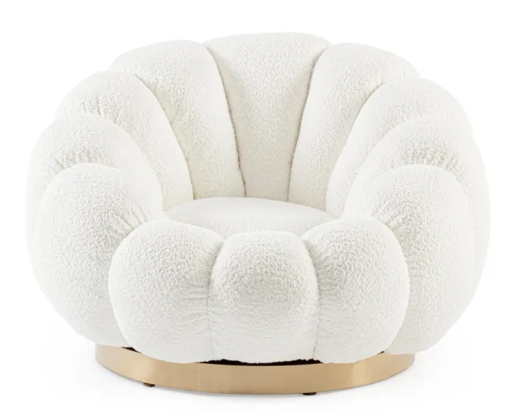 Poltrone E Chaise Longue>Bizzotto POLTRONA GIREVOLE EFFETTO BOUCLE' BIANCO - FLOREL