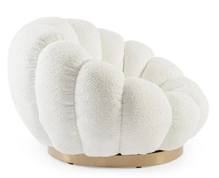 Poltrone E Chaise Longue>Bizzotto POLTRONA GIREVOLE EFFETTO BOUCLE' BIANCO - FLOREL
