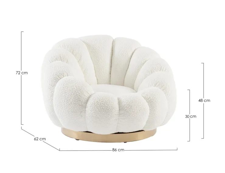 Poltrone E Chaise Longue>Bizzotto POLTRONA GIREVOLE EFFETTO BOUCLE' BIANCO - FLOREL