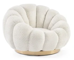 Poltrone E Chaise Longue>Bizzotto POLTRONA GIREVOLE EFFETTO BOUCLE' NATURALE - FLOREL