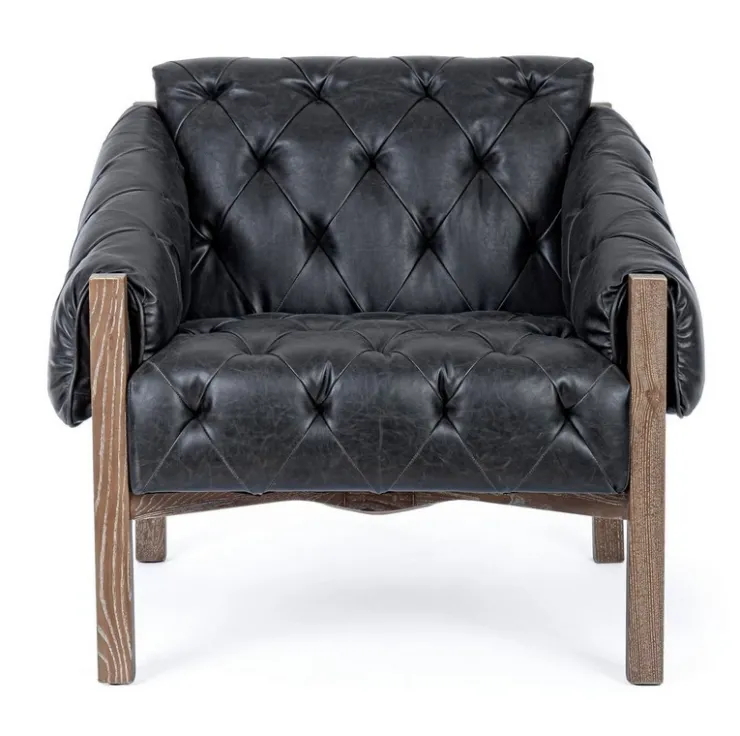 Poltrone E Chaise Longue>Bizzotto POLTRONA IN ECOPELLE NERO - HARRISON