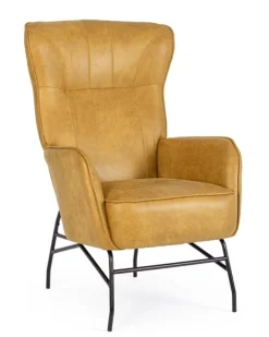 Poltrone E Chaise Longue>Bizzotto POLTRONA IN ECOPELLE SENAPE - NASIRA