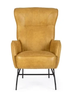 Poltrone E Chaise Longue>Bizzotto POLTRONA IN ECOPELLE SENAPE - NASIRA