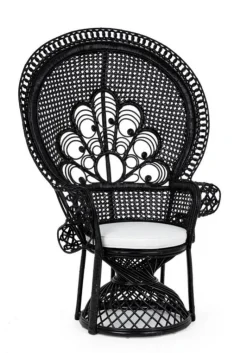 Poltrone E Chaise Longue>Bizzotto POLTRONA IN FIBRE NATURALI SFODERABILE NERO - PEACOCK