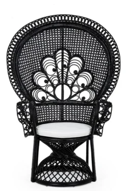 Poltrone E Chaise Longue>Bizzotto POLTRONA IN FIBRE NATURALI SFODERABILE NERO - PEACOCK