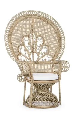 Poltrone E Chaise Longue>Bizzotto POLTRONA IN FIBRE NATURALI SFODERABILE NATURALE - PEACOCK