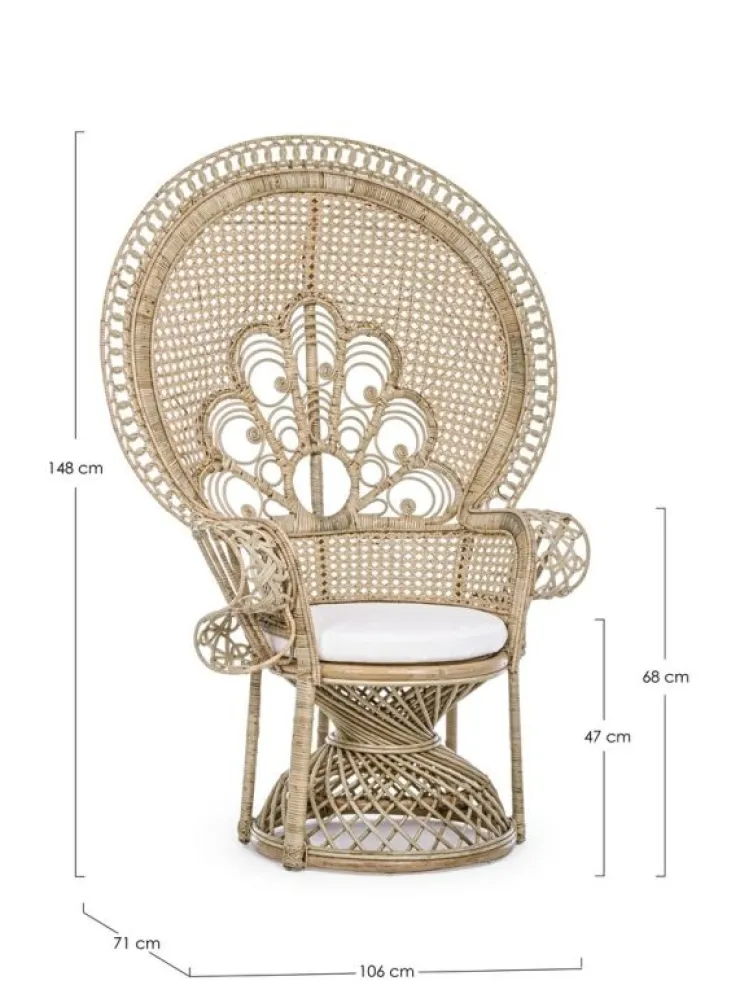 Poltrone E Chaise Longue>Bizzotto POLTRONA IN FIBRE NATURALI SFODERABILE NATURALE - PEACOCK