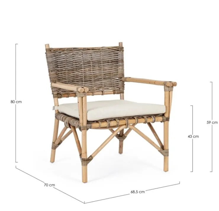 Poltrone E Chaise Longue>Bizzotto POLTRONA IN FIBRE NATURALI CON CUSCINO - TARIFA