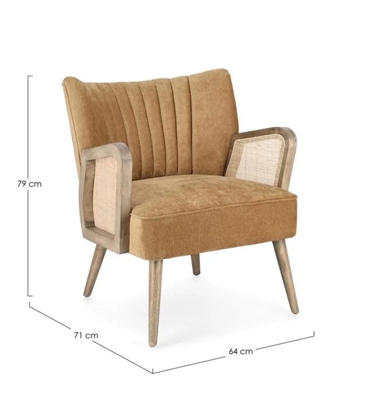 Poltrone E Chaise Longue>Bizzotto POLTRONA IN LEGNO SENAPE - VIRNA