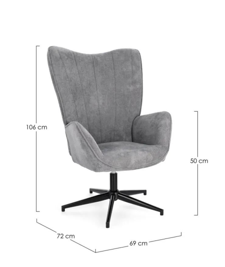 Poltrone E Chaise Longue>Bizzotto POLTRONA IN TESSUTO GRIGIO - INAS