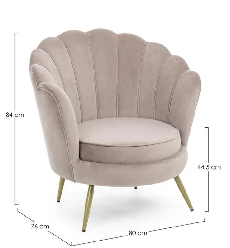 Poltrone E Chaise Longue>Bizzotto POLTRONA IN VELLUTO GRIGIO CHIARO - GILIOLA