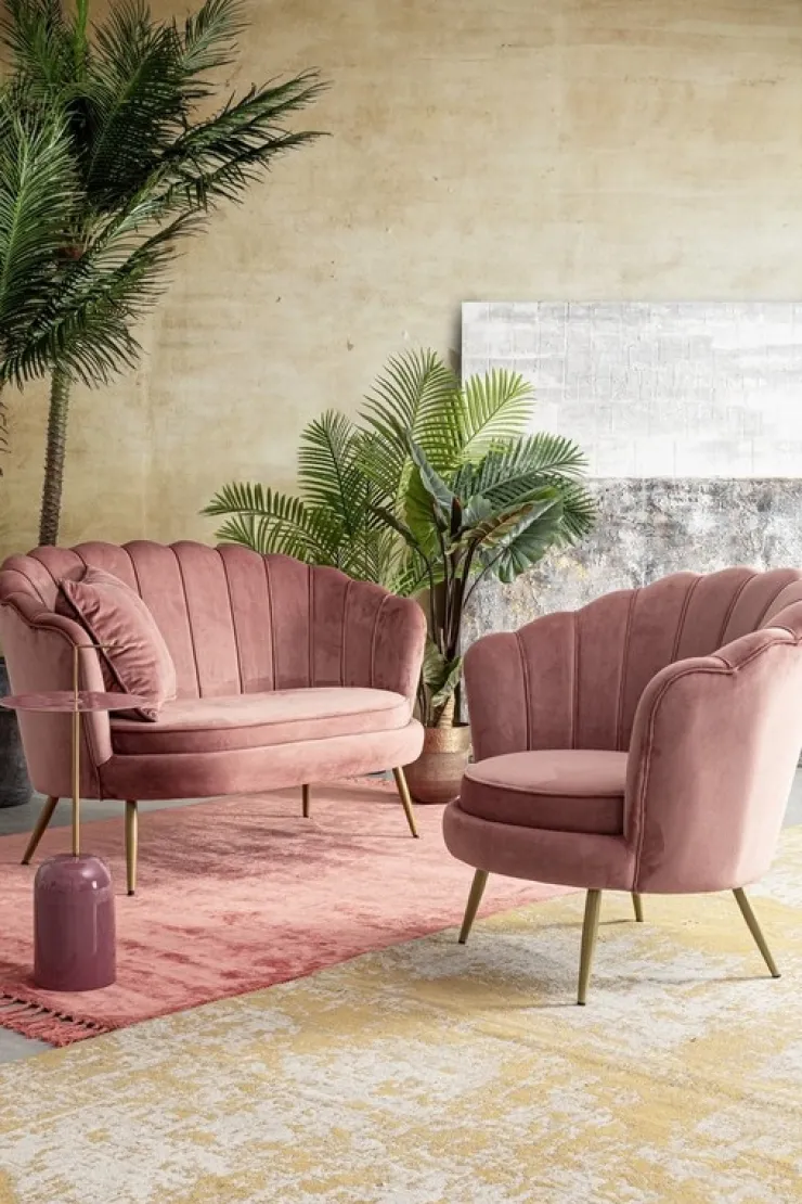 Poltrone E Chaise Longue>Bizzotto POLTRONA IN VELLUTO ROSA ANTICO - GILIOLA