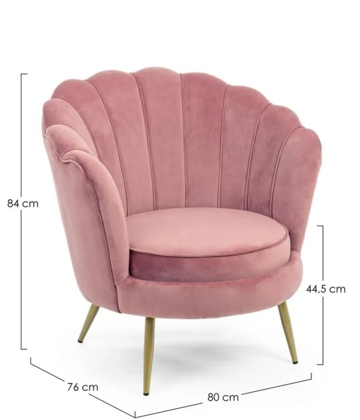 Poltrone E Chaise Longue>Bizzotto POLTRONA IN VELLUTO ROSA ANTICO - GILIOLA