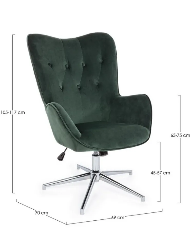 Poltrone E Chaise Longue>Bizzotto POLTRONA IN VELLUTO VERDE - FARIDA