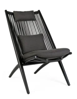 Poltrone>Bizzotto POLTRONA LOUNGE IN CORDA PER ESTERNO NERO XK0Y - ALOHA NEW