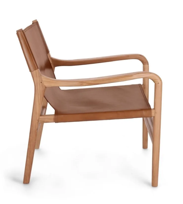 Poltrone E Chaise Longue>Bizzotto POLTRONA LOUNGE IN PELLE COGNAC - CAROLINE