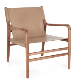 Poltrone E Chaise Longue>Bizzotto POLTRONA LOUNGE IN PELLE TORTORA- CAROLINE