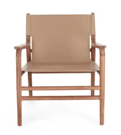 Poltrone E Chaise Longue>Bizzotto POLTRONA LOUNGE IN PELLE TORTORA- CAROLINE