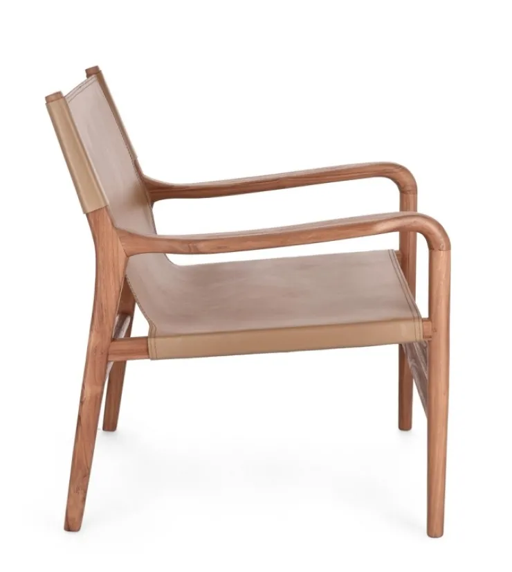 Poltrone E Chaise Longue>Bizzotto POLTRONA LOUNGE IN PELLE TORTORA- CAROLINE