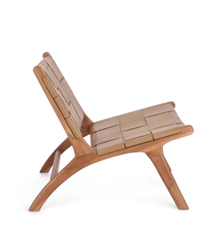Poltrone E Chaise Longue>Bizzotto POLTRONA LOUNGE IN PELLE TORTORA - JOANNA