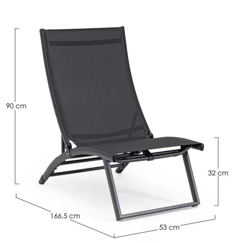 Lettini, Sdraio E Chaise Longue>Bizzotto POLTRONA LOUNGE RECLINABILE GRIGIO SCURO - TAYLOR