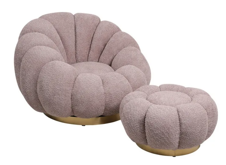 Pouf>Bizzotto POUF EFFETTO BOUCLE' ROSA ANTICO - FLOREL