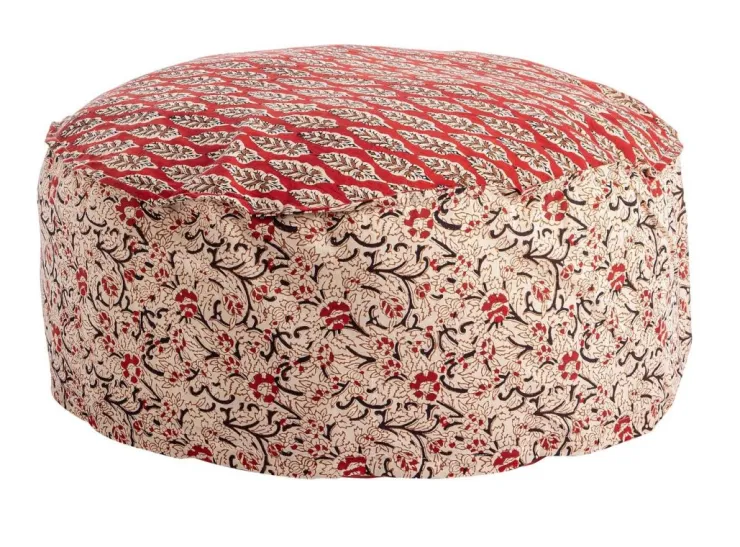 Pouf>Bizzotto POUF LORIENT ROSSO C-FOGLIA-FIORE D65X25