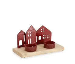 Vasi E Portacandele Natalizi>Bizzotto P.TEALIGHT 2P CORNWALL CASA ROSSO