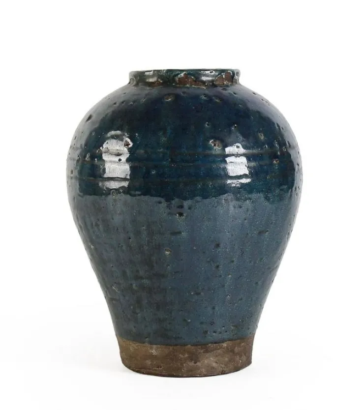 Vasi E Coprivasi>Bizzotto P.VASO RUNE TERRACOTTA BLU H28,5