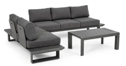 Salotti Completi>Bizzotto SALOTTO ANGOLARE IN ALLUMINIO ANTRACITE CX23 - KONNOR