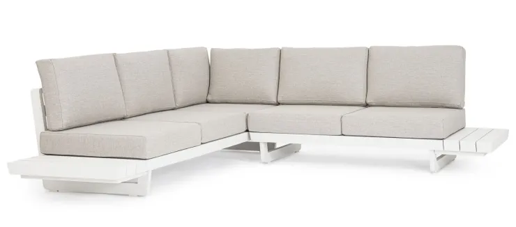 Salotti Completi>Bizzotto SALOTTO ANGOLARE IN ALLUMINIO BIANCO WG20 - INFINITY