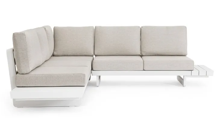 Salotti Completi>Bizzotto SALOTTO ANGOLARE IN ALLUMINIO BIANCO WG20 - INFINITY