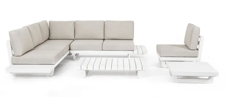 Salotti Completi>Bizzotto SALOTTO ANGOLARE IN ALLUMINIO BIANCO WG20 - INFINITY