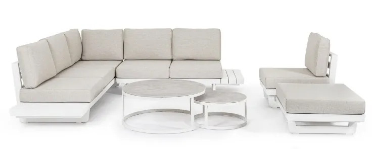 Salotti Completi>Bizzotto SALOTTO ANGOLARE IN ALLUMINIO BIANCO WG20 - INFINITY