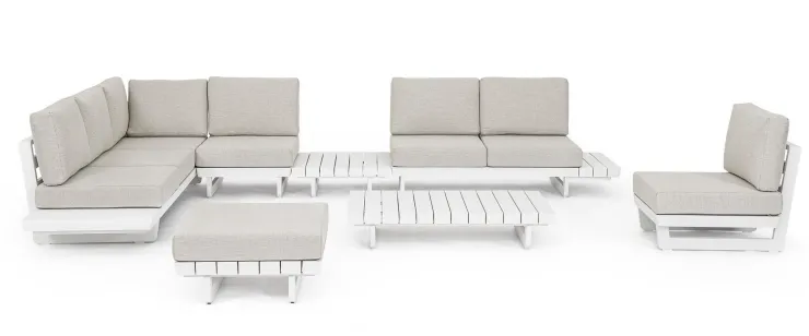 Salotti Completi>Bizzotto SALOTTO ANGOLARE IN ALLUMINIO BIANCO WG20 - INFINITY