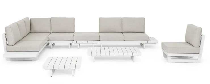 Salotti Completi>Bizzotto SALOTTO ANGOLARE IN ALLUMINIO BIANCO WG20 - INFINITY