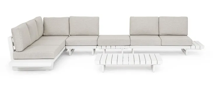 Salotti Completi>Bizzotto SALOTTO ANGOLARE IN ALLUMINIO BIANCO WG20 - INFINITY