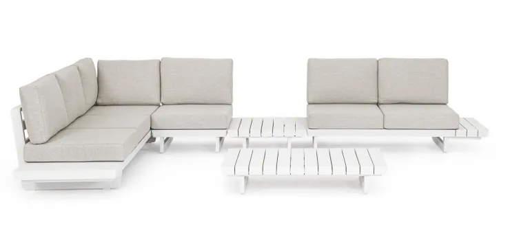 Salotti Completi>Bizzotto SALOTTO ANGOLARE IN ALLUMINIO BIANCO WG20 - INFINITY