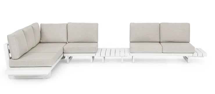Salotti Completi>Bizzotto SALOTTO ANGOLARE IN ALLUMINIO BIANCO WG20 - INFINITY