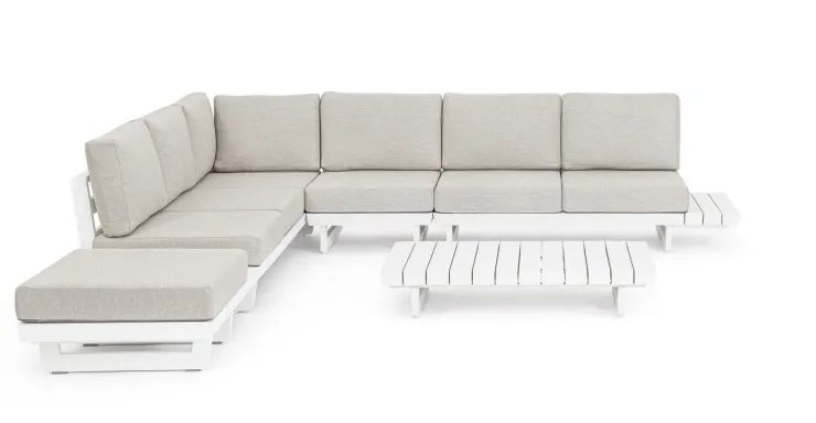 Salotti Completi>Bizzotto SALOTTO ANGOLARE IN ALLUMINIO BIANCO WG20 - INFINITY