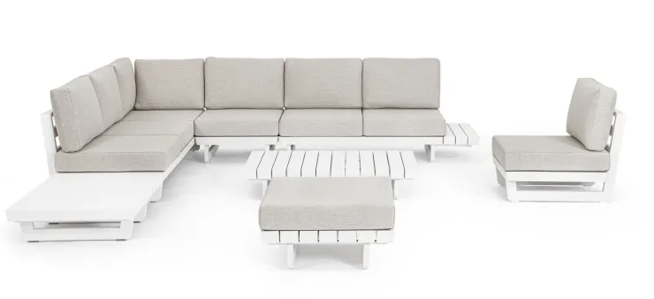 Salotti Completi>Bizzotto SALOTTO ANGOLARE IN ALLUMINIO BIANCO WG20 - INFINITY
